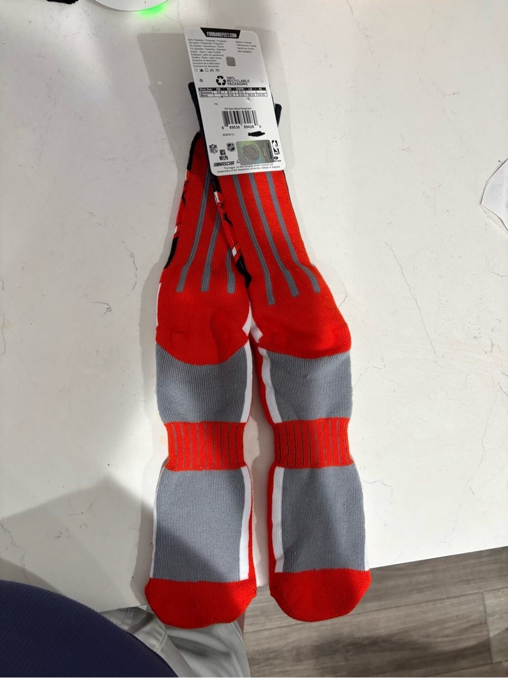 Men's Athletic Crew Socks in Red and Gray - Cushioned Support
